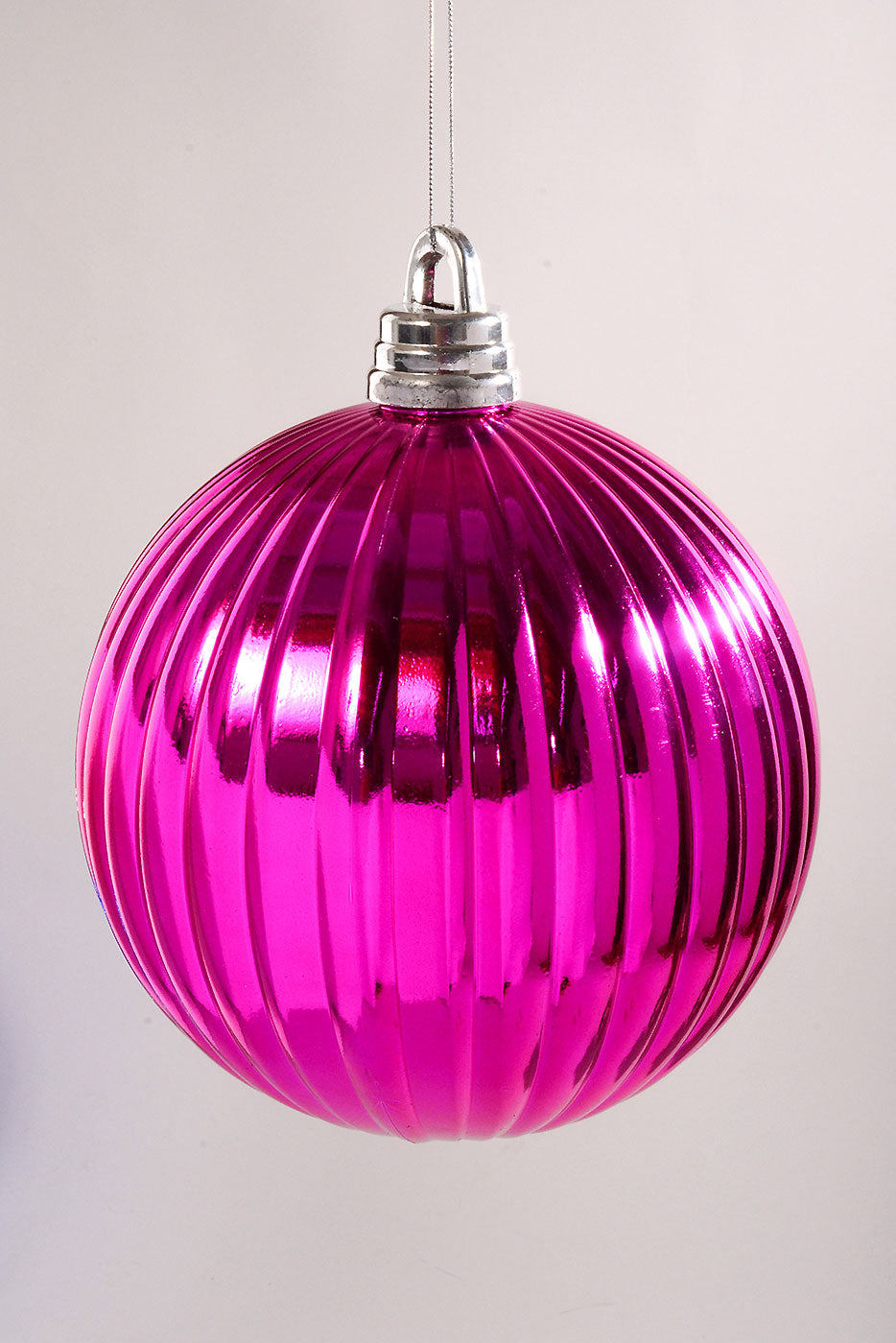 250Mm Shiny Pumpkin Ball Ornament Fuschia