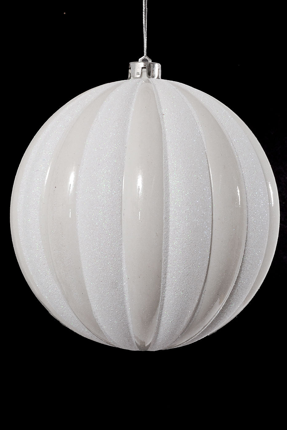 200Mm Plastic Pumpkin With Glitter Ball Ornament White