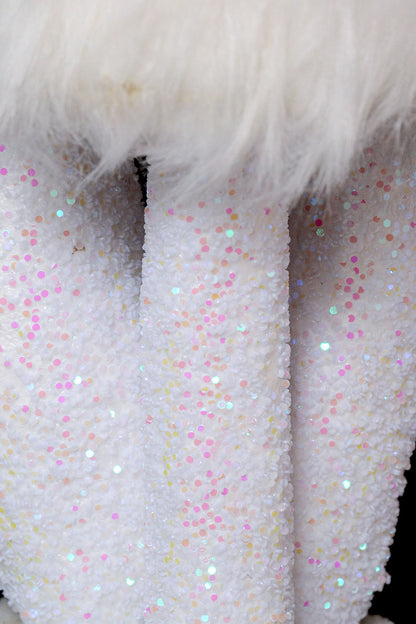 10"  Mushroom With Glitter White