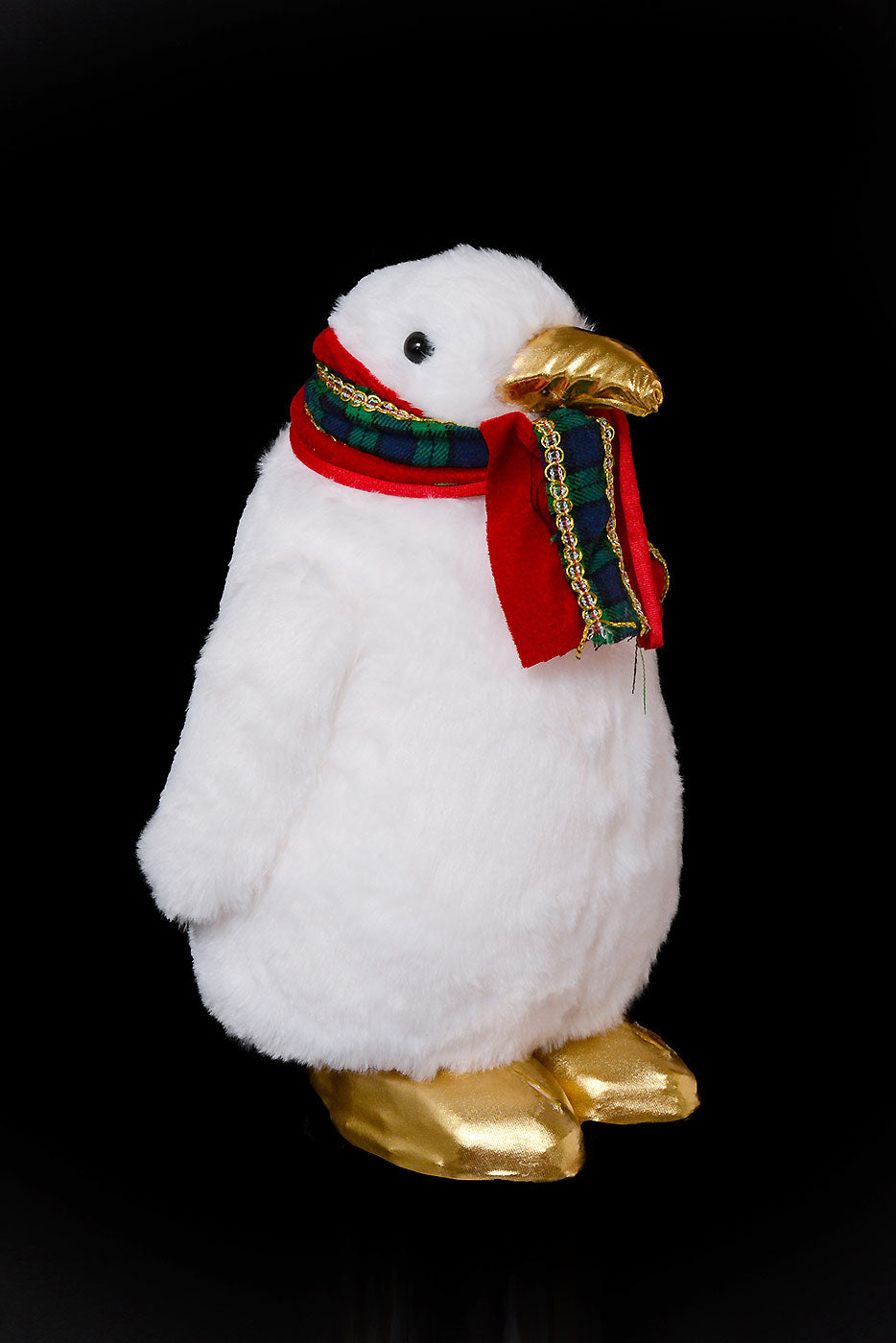 12" Standing Penguin with Scarf White/Gold