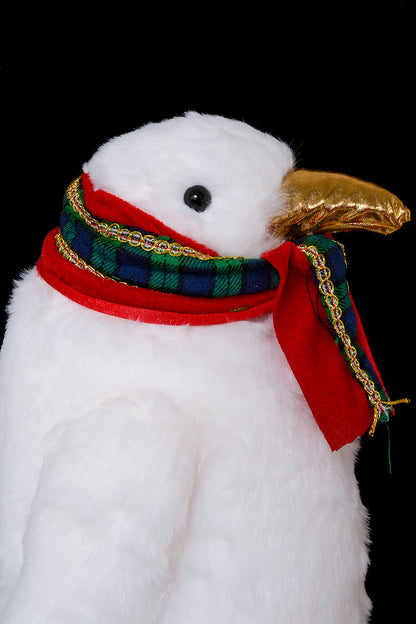 12" Standing Penguin with Scarf White/Gold
