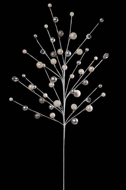 29" Bead/Crystal/Pearl/Ball Spray Silver
