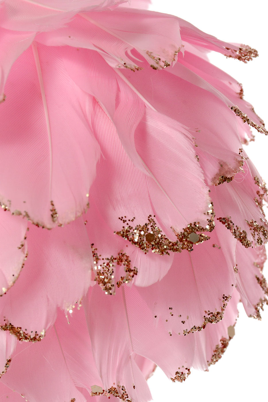 5" Feather Ball With Glitter Pink