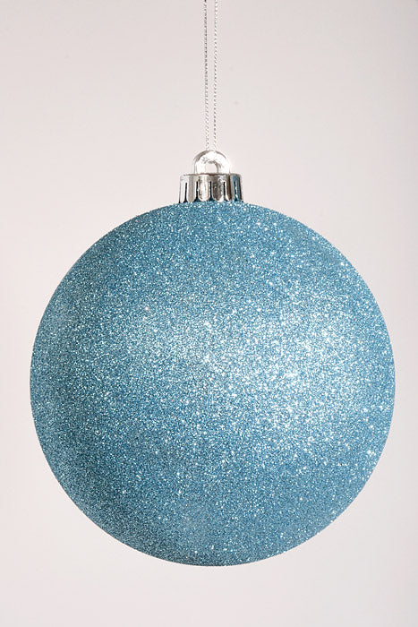 140Mm Glitter Ball Ornament Blue Pkg/2