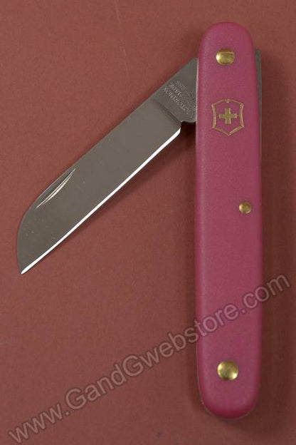 4" Swiss Floral Straight Knife Pink Handle