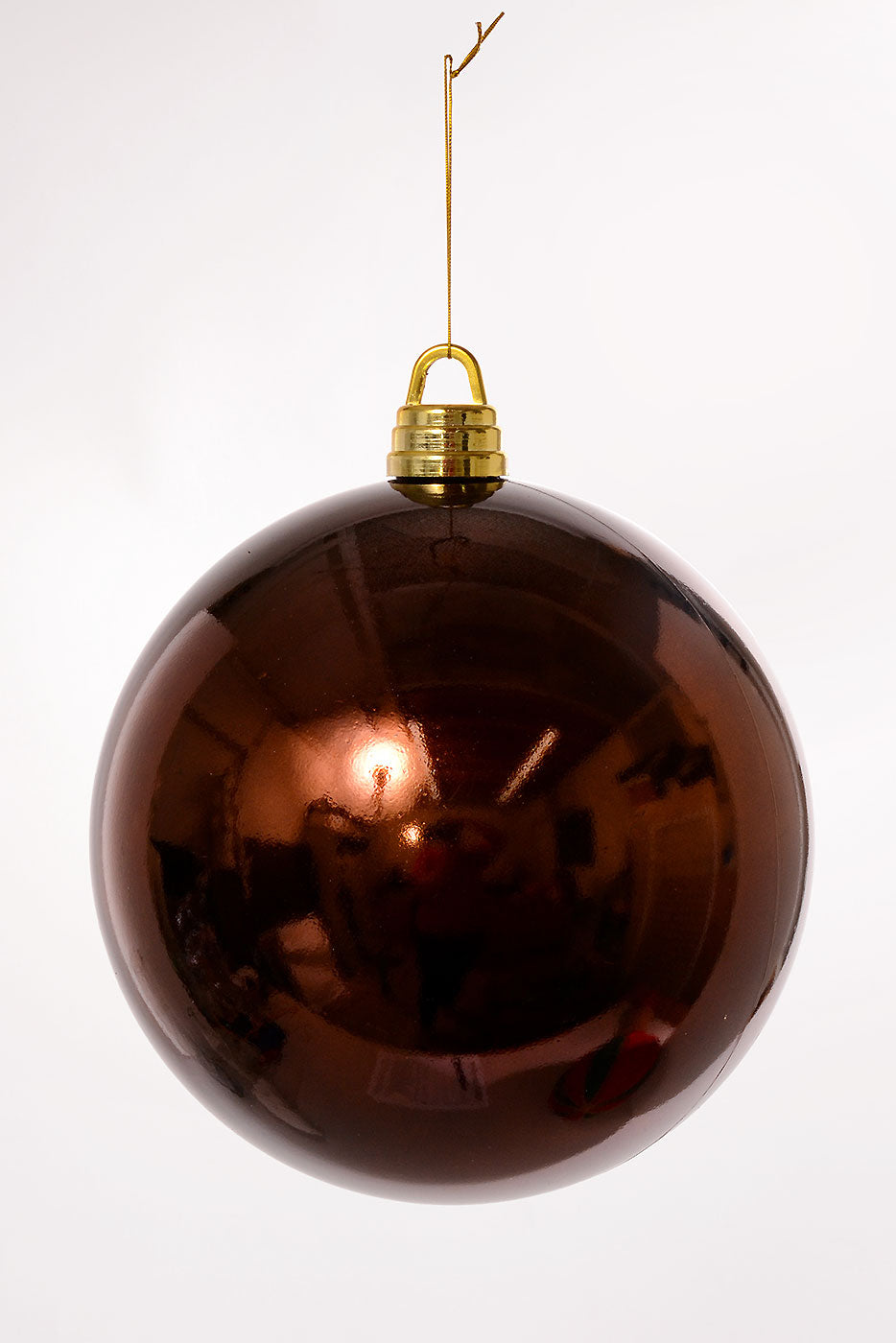300Mm Shiny Plastic Ball Ornament Brown