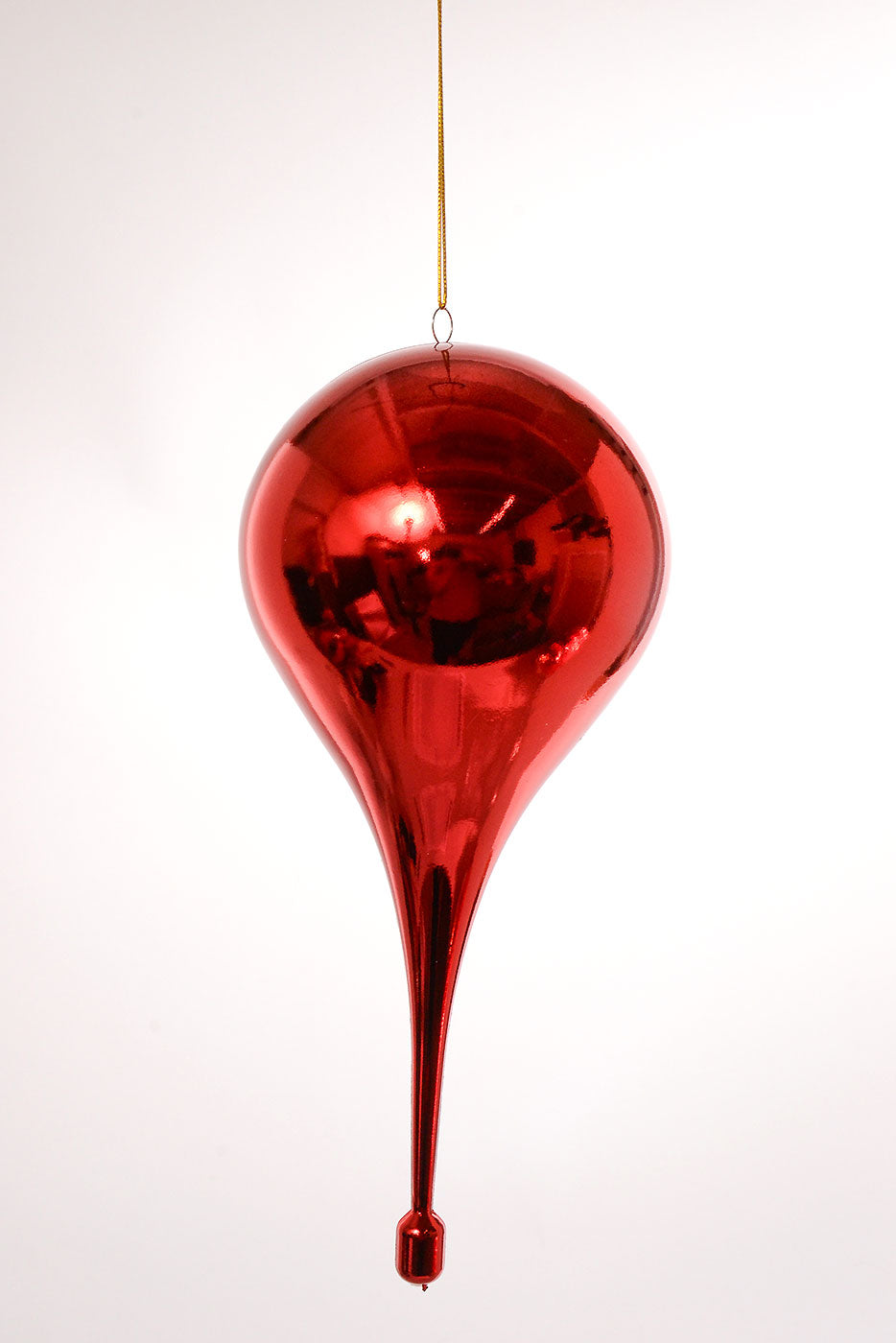 13" Plastic Teardrop Hanging Ornament Red
