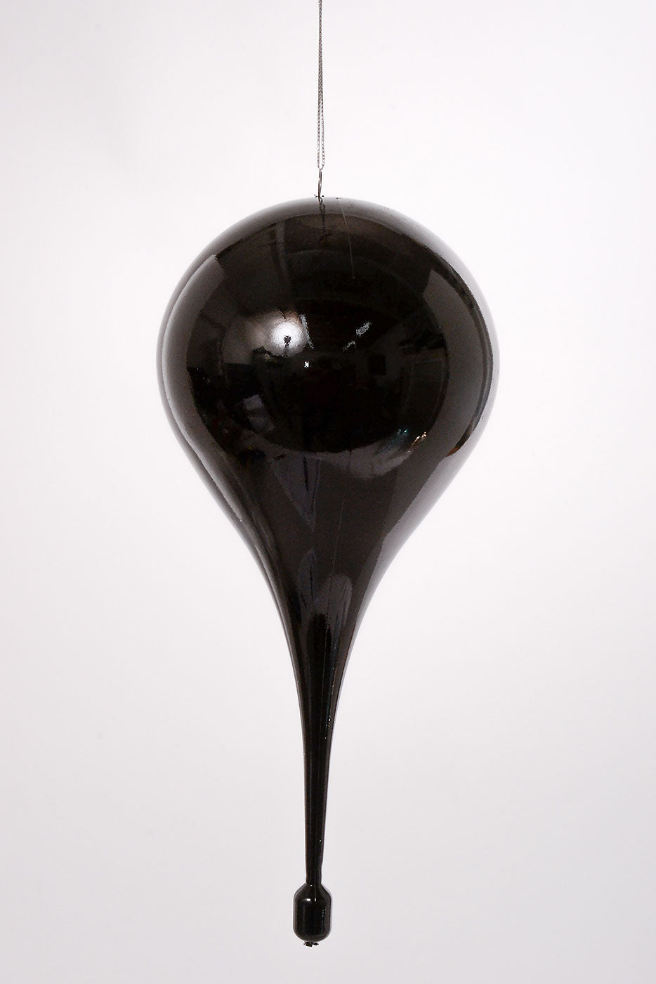 13" Plastic Teardrop Hanging Ornament Black