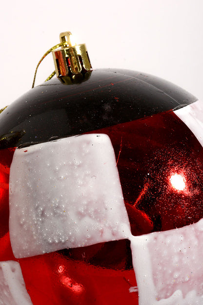 100Mm Plastic Shiny Matt Ball Ornament Red/White/Black  Box-4