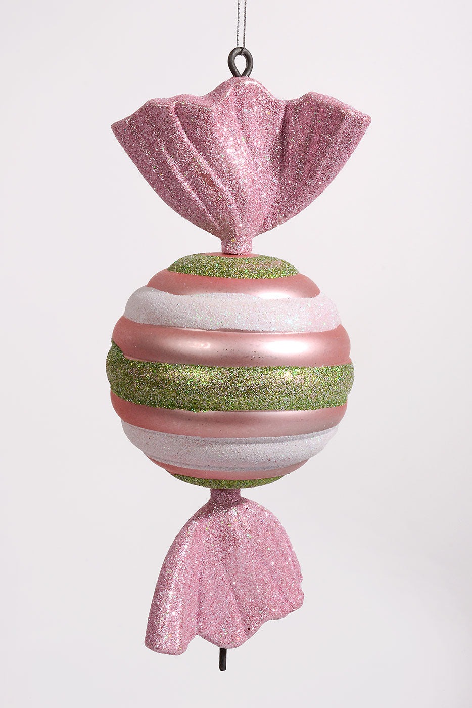 9.5" Plastic Candy Ornament with Glitter Pink/Green Box-2