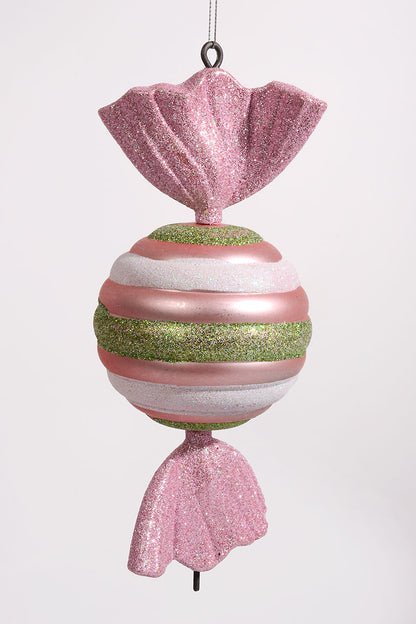 9.5" Plastic Candy Ornament with Glitter Pink/Green Box-2