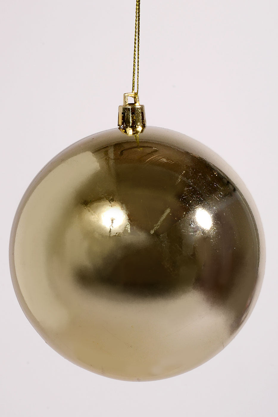 100MM Plastic Ball Shiny Ornament Pale Gold Box/6