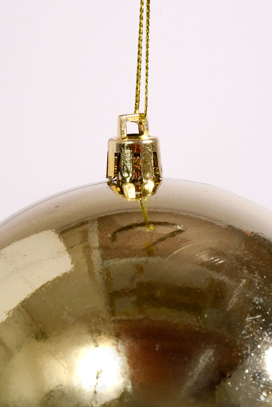100MM Plastic Ball Shiny Ornament Pale Gold Box/6