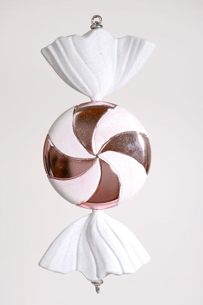 18.5" Plastic Candy Ornament with Glitter White/Pink