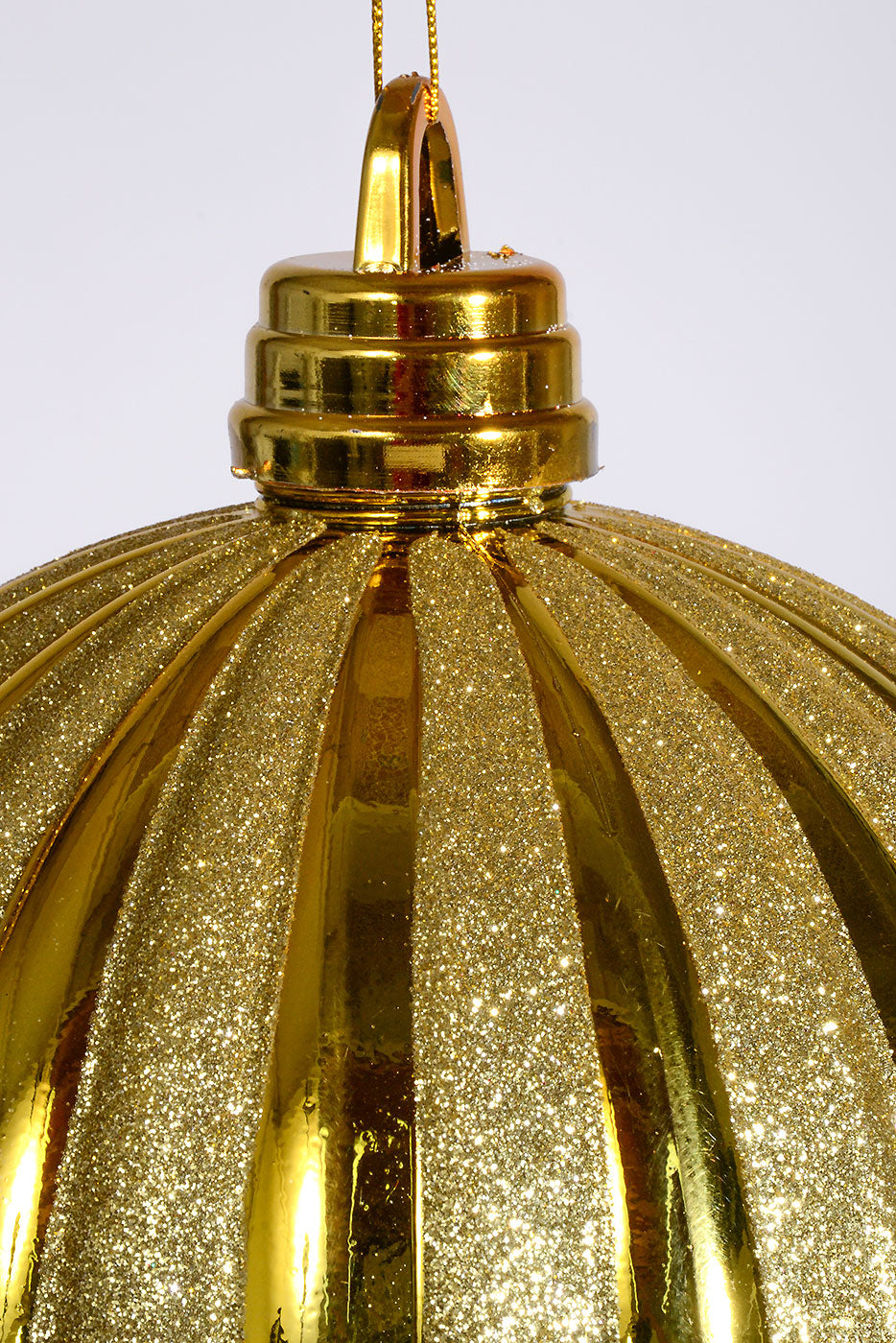 250Mm Plastic Shiny Pumpkin W/Glitter Ornament Gold