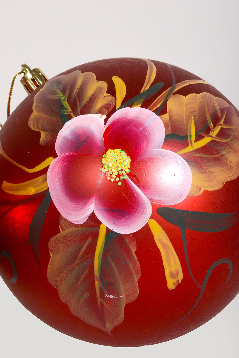 120Mm Plastic Ornament W/Flower Shiny/Matte Red Box-2