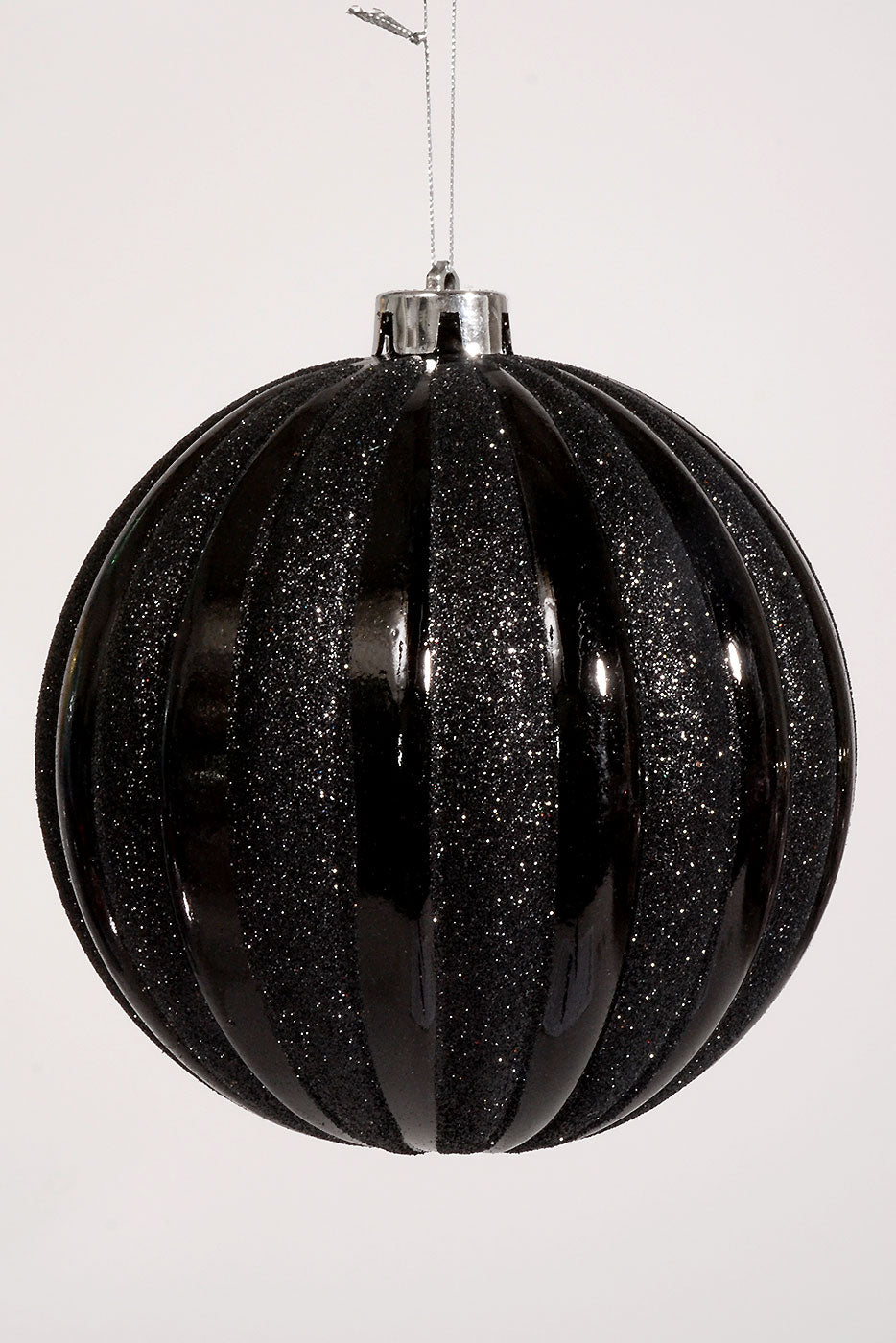 150Mm Plastic Shiny Pumpkin Ball Ornament Black