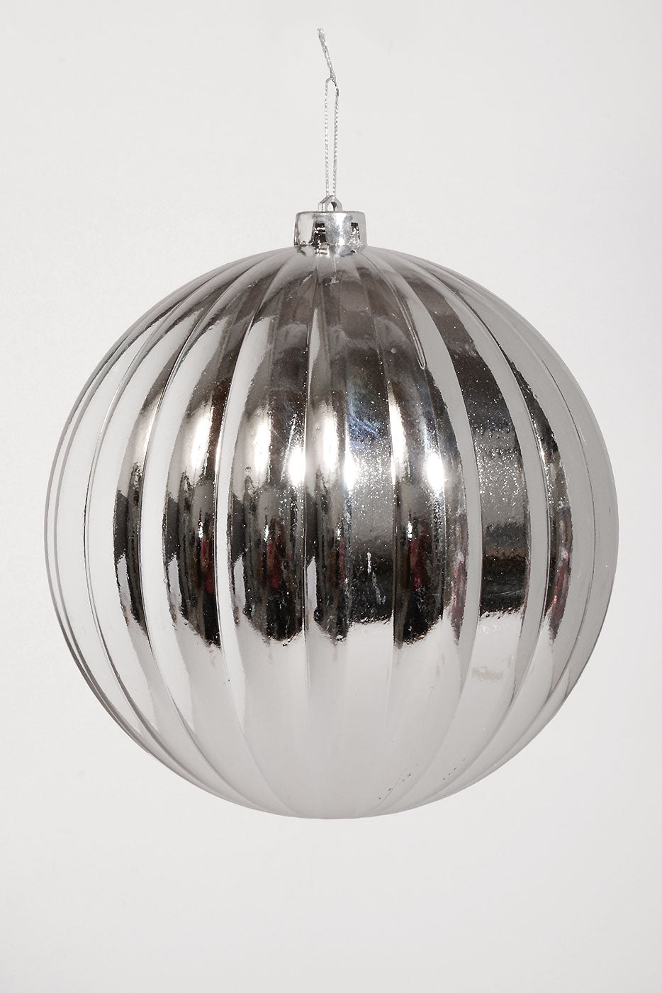 200Mm Shiny Pumpkin Ball Ornament Silver