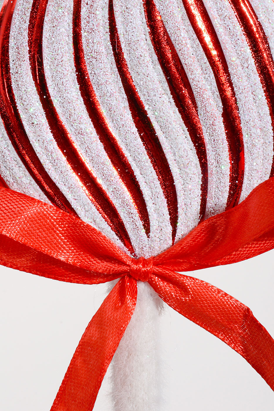 9" Lollipop Ornament With Glitter White/Red Pkg-2
