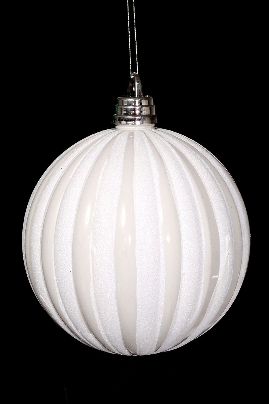 250Mm Plastic Pumpkin Ball with Laser Ornament White