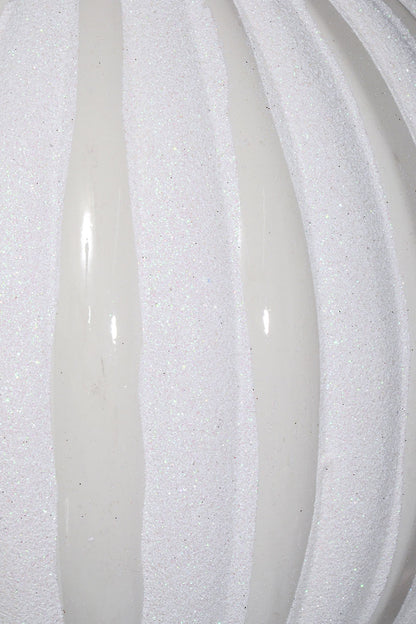 250Mm Plastic Pumpkin Ball with Laser Ornament White