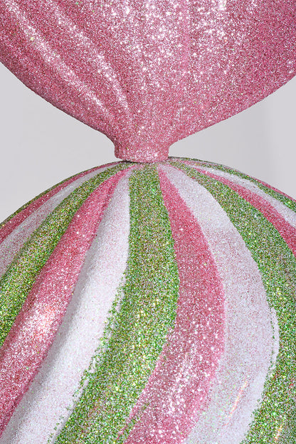 19" Candy Ornament with Glitter Pink/Green