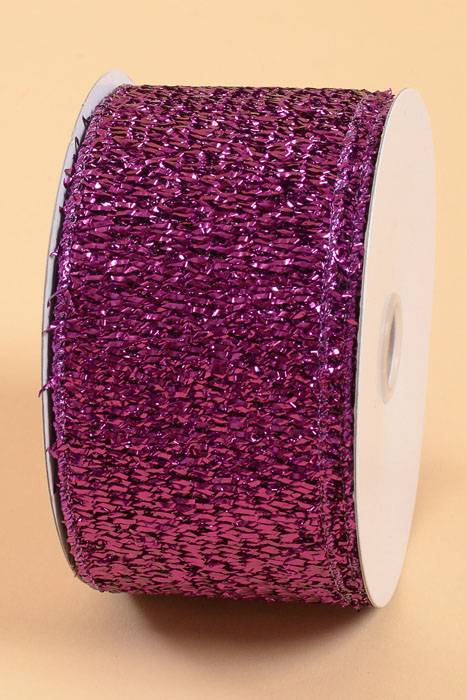 Thick Fuzzy Metallic Ribbon Purple