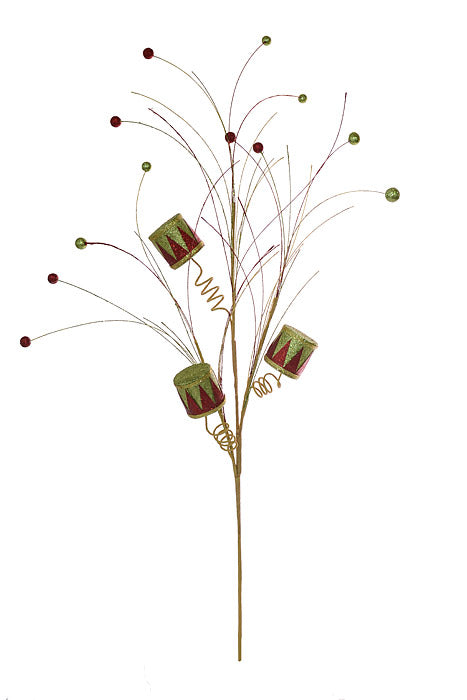 33" Glitter Drum Spray Red/Green