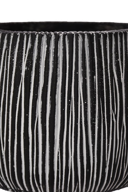 4.5" X 4" Round Pot Black/White