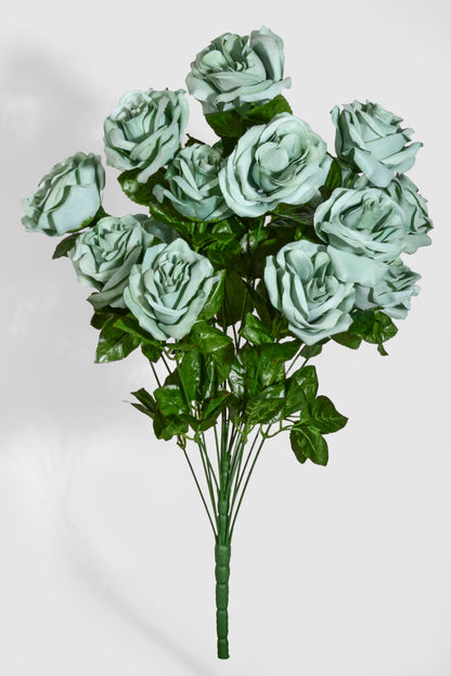 22" Silk Micro Peach Rose Bush Sage