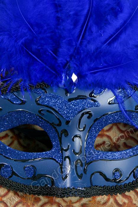 7" Man Mask W/ostrich Feathers Royal