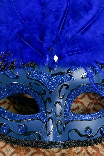 7" Man Mask W/ostrich Feathers Royal