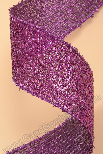 Thick Fuzzy Metallic Ribbon Purple