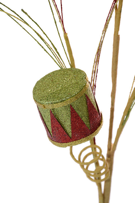 33" Glitter Drum Spray Red/Green