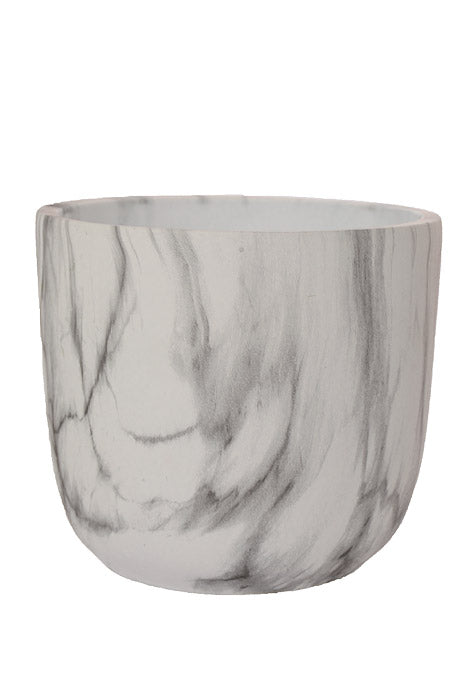 6.5" X 5.75" Round Pot White/Gray