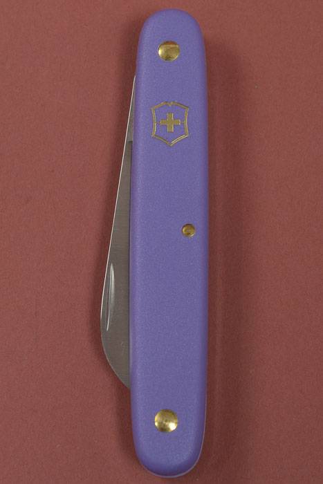 4" Swiss Floral Straight Knife Violet Handle