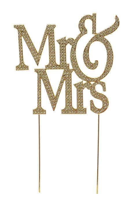 9" Rhinestone Mr&amp;mrs Cake Topper Gold