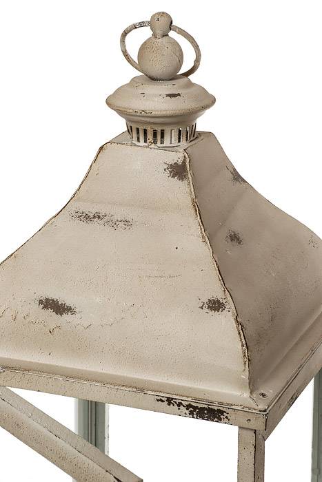 17&quot; Metal Candle Lantern Cream