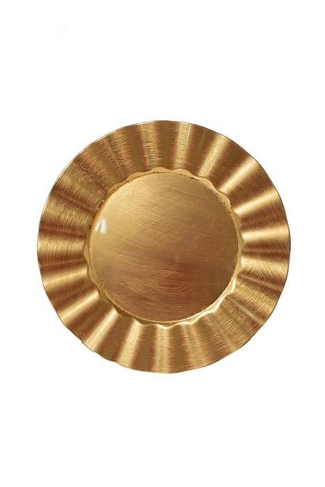 13" Round Plastic Fan Edge Charger Plate Gold