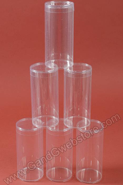 3" X 8" Plastic Cylinder Clear Pkg/6