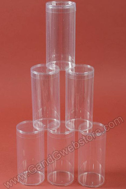3" X 8" Plastic Cylinder Clear Pkg/6
