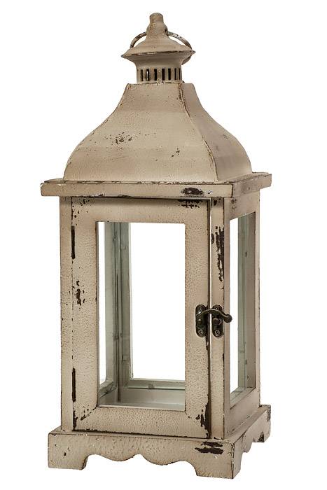 24&quot; Metal Candle Lantern Cream