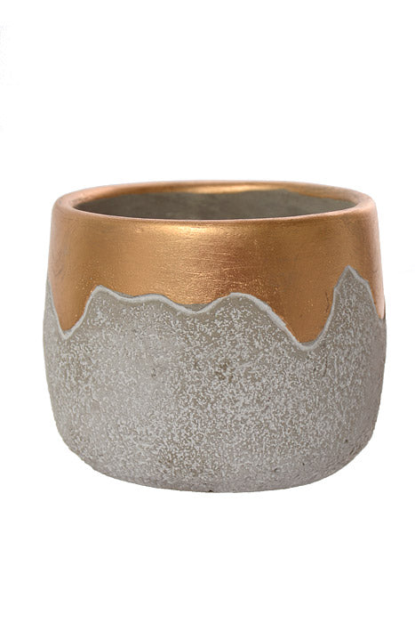 4" X 3.5" Round Pot Gold/Gray