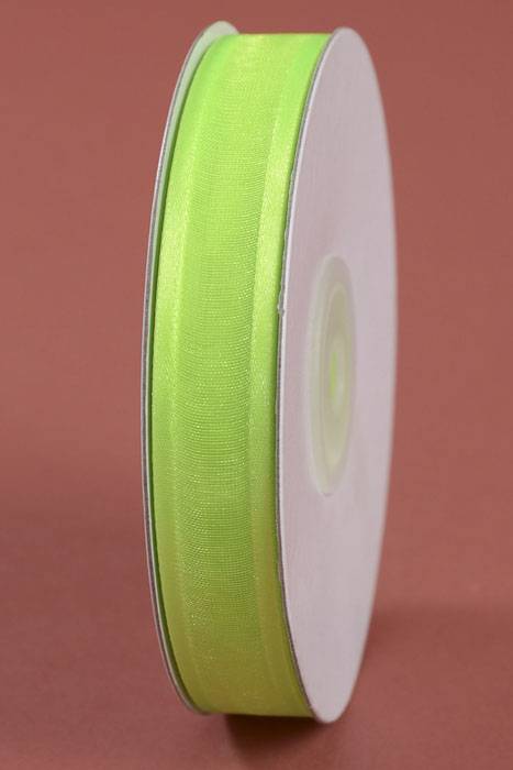 Wired Sheer Ribbon W/satin Edge Neon Green 