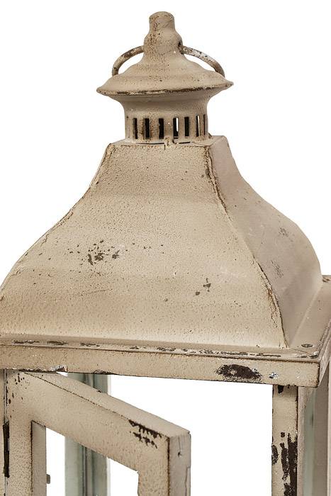 24&quot; Metal Candle Lantern Cream