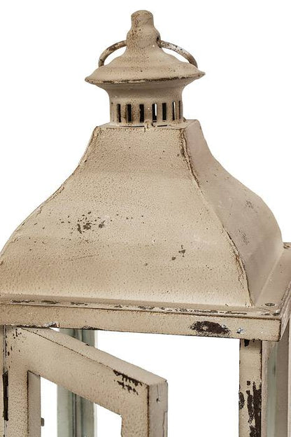24&quot; Metal Candle Lantern Cream