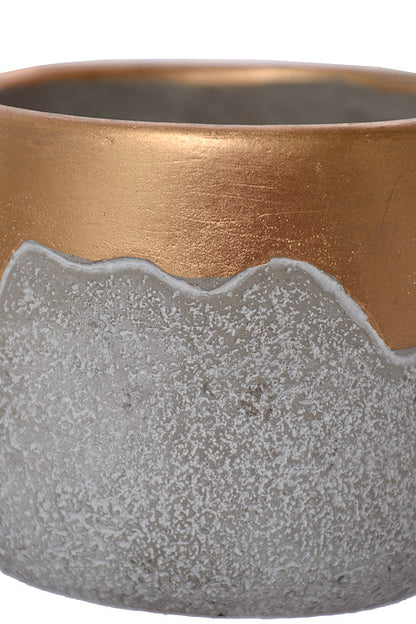 4" X 3.5" Round Pot Gold/Gray