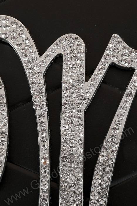 4.5" Rhinestone Letter "M" Cake Topper Silver