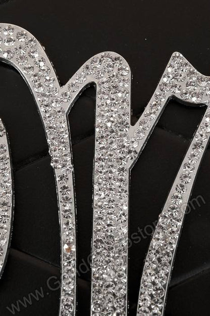 4.5" Rhinestone Letter "M" Cake Topper Silver