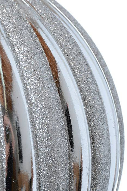 7.75" Shiny Pumpkin Ball W/glitter Silver